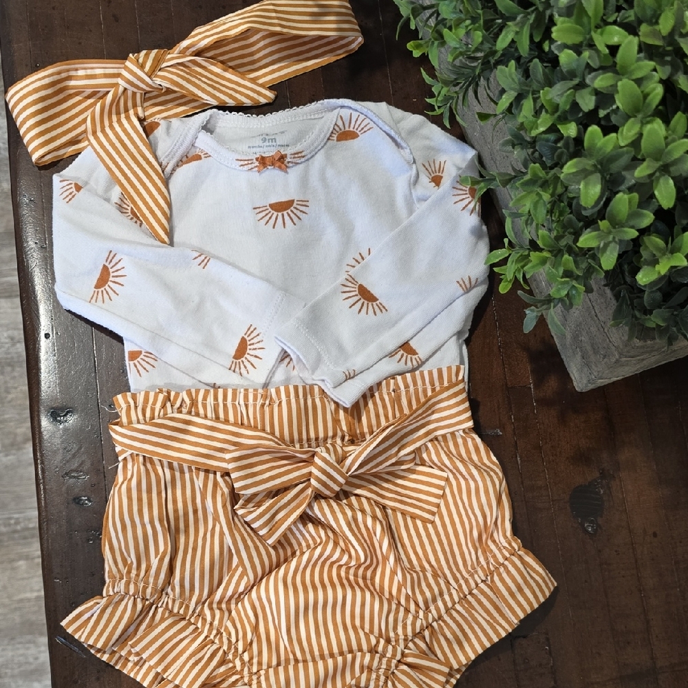 Carter's White and Orange Sunburst Diaper Cover Set